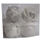  Set ukrasa za jelku kugle 4 komada bela icy foam Cene