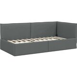 vidaXL Kotna postelja z vzglavjem Temno siva 90 x 200 cm blago | Shoptok.si