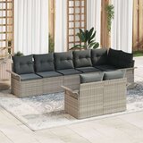  8-delni set vrtnih kavčev z blazinami svetlo siva poli ratan, (22093603) | Shoptok.si