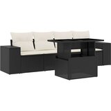  5-dijelna vrtna garnitura od poliratana s jastucima crna 100 x 55 x 73 cm | Shoptok.si