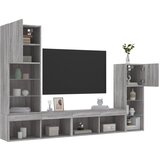 vidaXL Komplet TV omaric LED 4-delni siva sonoma inženirski les | Shoptok.si