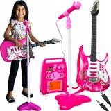  dječji set led mikrofon za električnu gitaru i MP3 pojačalo roza