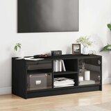 vidaXL TV omarica s steklenimi vrati črna 102x37x42 cm | Shoptok.si