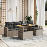 Maison Chic Seti vrtnega pohištva - Vrtna garnitura - Vrtni pohištvo set 6-delna z blazinami siv poli ratan, (21805806) | Shoptok.si