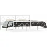 Metalni okvir kreveta uzglavlje i podnožje bijeli 200x200 cm