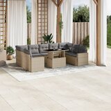  The Living Store Vrtna sedežna garnitura 10-delna z blazinami bež poli ratan - Vrtna Sedežna Garniture, (21473222) | Shoptok.si