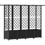 vidaXL Dvignjeno ležišče s trellisom in streho Črna 202 x 40 x 138 cm, (5000287890) | Shoptok.si