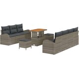  Vrtna garnitura - 10-dijelni set vrtnih sofa s jastučićima u sivoj boji od poliratana akacije 2-sjedalna vrtna sofa s jastučići | shoptok.hr