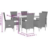  7-dijelni vrtni blagovaonski set od poliratana s jastucima bež Dužina stola 150 cm | Shoptok.si