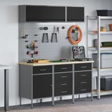  Set crnog čeličnog radnog stola od 8 dijelova | shoptok.hr