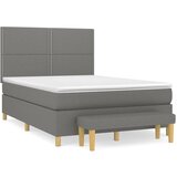 Maison Chic Box spring postelja - Vzmetna postelja z vzmetnico temno siva 140x200 cm blago SL8103, (21901733) | Shoptok.si