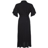 Trendyol ženska haljina Curve Black Polka Dot Belted | ePonuda.com