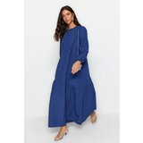 Trendyol Sax-Wrap Detail Wide Fit Cotton Woven Dress Cene