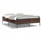  The Living Store Posteljni okvir rjav hrast 140x190 cm inženirski les in kovina - Posteljni Okvir, (21441348) | Shoptok.si