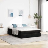 vidaXL Otomanski posteljni okvir z vzmetnico črn 140x200 cm blago | Shoptok.si