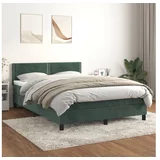 Den Box spring postelja z vzmetnico temno zelena 140x200 cm žamet
