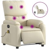 Maison Chic Električni masažni naslanjač - Relax naslanjač krem umetno usnje, (22134978) | Shoptok.si
