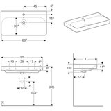 Geberit 500.251.01.1 Smyle Square 90 x 48 cm keramični umivalnik z odprtino za armaturo | Shoptok.si