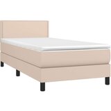  Krevet box spring i madrac LED cappuccino 80x200cm umjetna koža | shoptok.hr