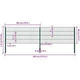  Ogradni panel sa stupovima od željeza 349x80 cm zelene boje | shoptok.hr