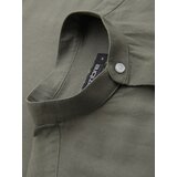 Ombre Men's linen shirt with stand-up collar and pocket REGULAR FIT - khaki | Shoptok.si