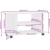 TV ormarić s kotačima bijeli 80 x 40 x 45 cm konstruirano drvo | shoptok.hr