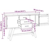 TV stojalo s predalom Naravna 110 x 30 x 75 cm Trden tikov les, (5000112805) | Shoptok.si
