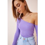  Women's Lilac Off Shoulder Ribbed Knitted Blouse | Eponuda.ba