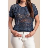 Fenzy Čipkast Top, Temno Modra | Shoptok.si
