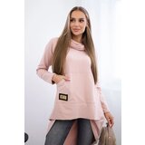 Kesi marka niezdefiniowana Sweatshirt with long back and hood dark powdered pink | Shoptok.si