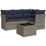  Vrtna garnitura - 5-dijelni set vrtnih sofa od poliratana s jastucima sivi - bež i siva Sa stolom 1 | shoptok.hr