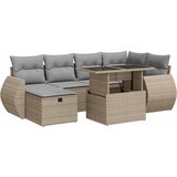 7-dijelni set vrtnih sofa od poliratana s jastucima bež Slike