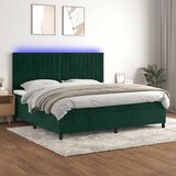  box spring s madracem LED tamnozeleni 200x200 cm baršun | shoptok.hr