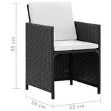 Poli 11-dijelni vrtni blagovaonski set od poliratana s jastucima crni | shoptok.hr