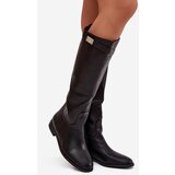 Boto Insulated Women's Boots Flat Heel with Strap and Silver Detail Black Geraline | Shoptok.si
