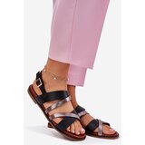 Sergio Leone Ladies Sandals With Flat Heel And Straps Black | Shoptok.si