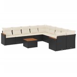  11-dijelni set vrtnih sofa od poliratana s jastucima crni | shoptok.hr