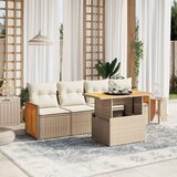 Maison Chic Seti vrtnega pohištva - Vrtna garnitura - Vrtni pohištvo set 5-delna z blazinami bež poli ratan, (21821105) | Shoptok.si