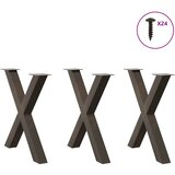  Noge za blagovaonski stol u obliku slova X, 3 kom, prirodni čelik, 80 x (72-73) cm, čelik | shoptok.hr