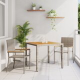 vidaXL 3-delni vrtni jedilni set siva poli ratan | Shoptok.si