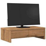 vidaXL Stalak za monitor s ladicama boja hrasta 50x27x15 cm drveni | shoptok.hr