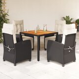 vidaXL 5-dijelni vrtni blagovaonski set s jastucima od poliratana crni | shoptok.hr
