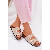 Boto Women'S Fabric Slippers On Cork Platform With Buckles Beige Osoffe | shoptok.hr