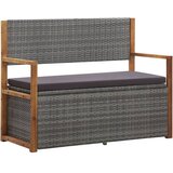  Klupa za pohranu 115 cm od poliratana i bagremovog drva siva | Eponuda.com