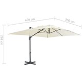 vidaXL Previsni senčnik z aluminijastim drogom 400x300 cm peščen | Shoptok.si
