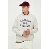 Armani_Exchange Bombažen pulover moška, bež barva
