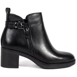 Shelvt Women's black ankle boots on a heel with a decorative zipper and buckle | Shoptok.si