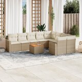  10-dijelni set vrtnih sofa s jastucima bež od poliratana | shoptok.hr