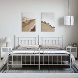  Metalni okvir kreveta uzglavlje i podnožje bijeli 193x203 cm | shoptok.hr