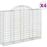  Obokane gabion košare 4 kosi 200x30x140/160 cm pocinkano železo | Shoptok.si